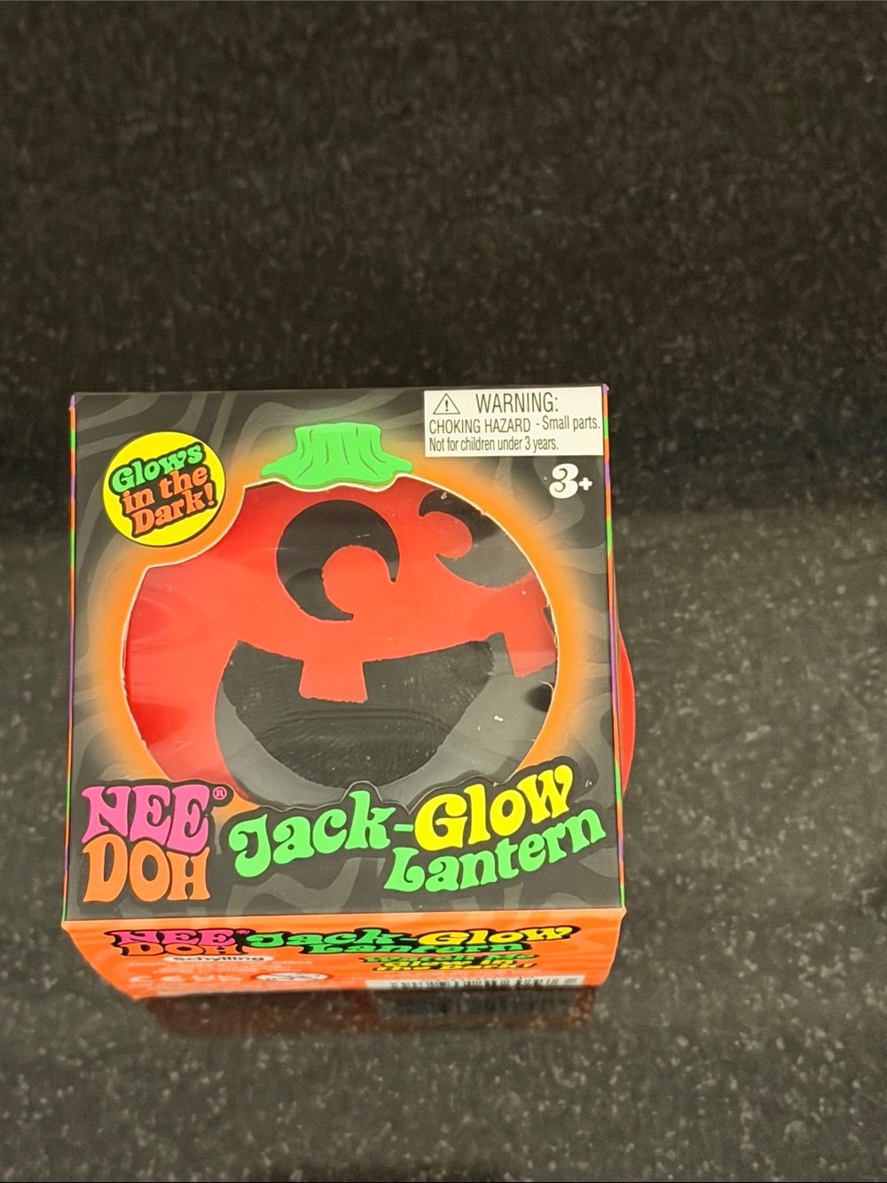 NIB 100% Auth NeeDoh Jack-Glow Lantern - Orange Glow-In-The-Dark Squishy